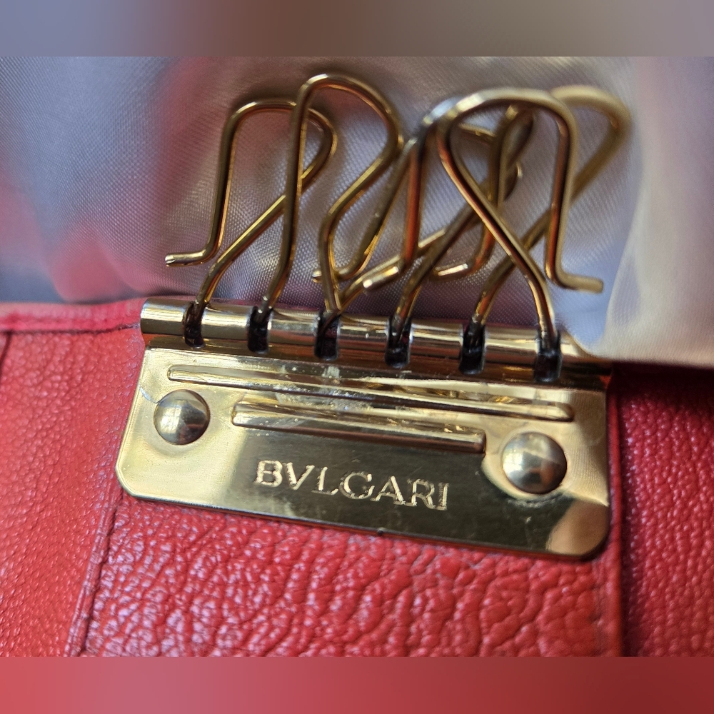BVLGARI Orange Leather Wallet with Gold Emblem - Picture 11 of 11